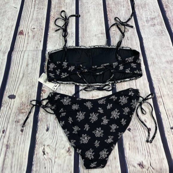 POLO RL Black White Floral Stencil Bikini Set L - Picture 13 of 16
